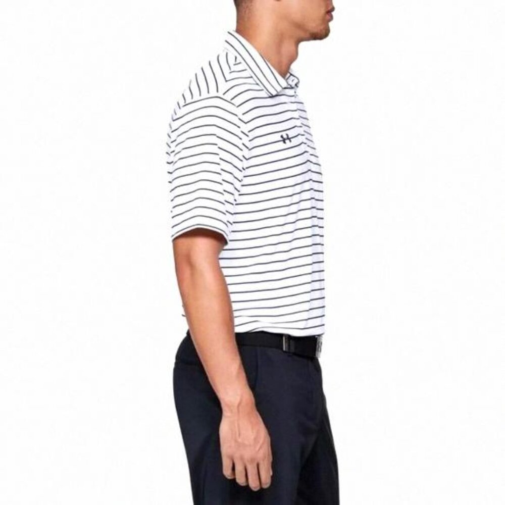 Under Armour UA HeatGear Men’s Playoff Polo Golf White 124 1327037 Shirt Striped - Picture 5 of 7